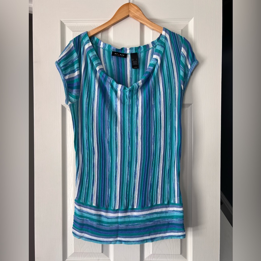 Axcess Striped Short Sleeve Top Size L